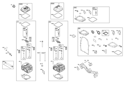 Cylinder Head Group Diagram and Parts List for 356447-0694-H5 200000 - 399999 Briggs and Stratton Engine